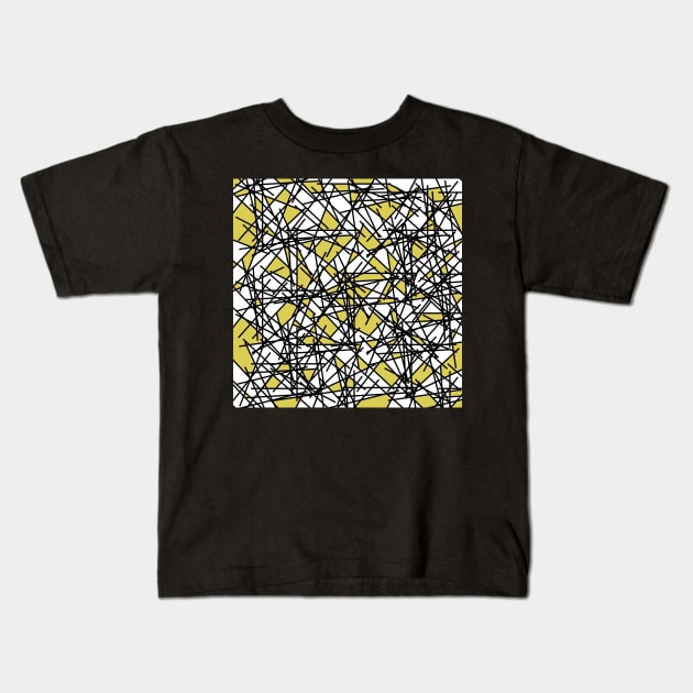 Yellow 80s Memphis Shards Abstract Postmodern Pattern Kids T-Shirt by BillingtonPix
